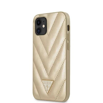 Image de Guess GUHCP12SPUILGLG Iridescent Love Script Coque de Protection pour iPhone 12 Mini 5,4&quot; Doré