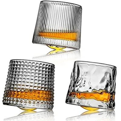 Image de Webao Lot de 3 Verres à Whisky en Cristal Old Fashioned Shot, Verre a Whiskey pour Whisky, Scotch, Cognac, Martini, 160ml (3 Pièces)