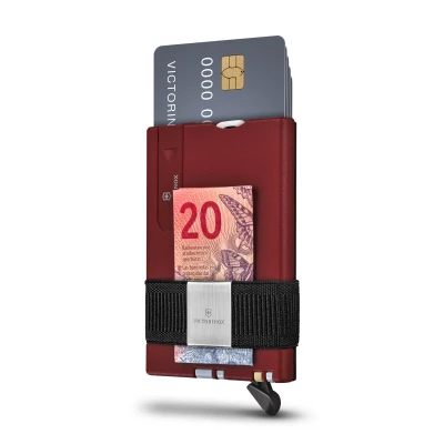 Image de VICTORINOX Smart Card Wallet Portefeuille 2 en 1 avec outil multifonction, 10 fonctions, fabriqué Suisse, ruban à billets, rouge iconique