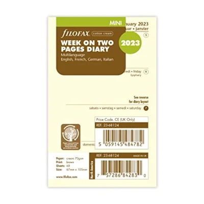 Image de Filofax Semaine sur deux pages multilingue Mini 2023 23 68124 Cotton Cream