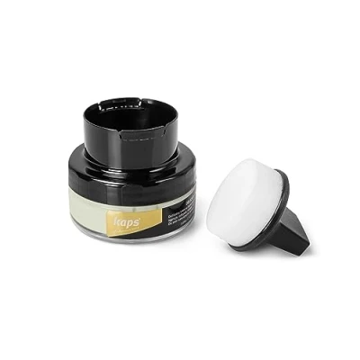 Image de Kaps Crème Délicate de Cirage avec Applicateur en Éponge pour Cuir naturel et Matières synthétiques ou Maroquinerie 50ml, Blanc Gris 153