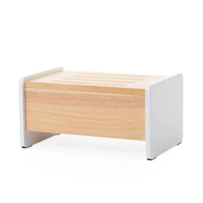 Image de CHILDHOME, Marchepied Enfant en Bois 2 1, Boite de Rangement, Anti Dérapant, Evolutif, Robuste, Stable, 35 x 23 18, Blanc Naturel
