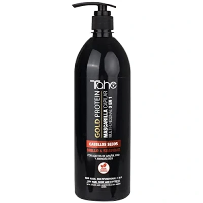 Image de Tahe Gold Protein Masque Capillaire 3 en 1 pour des Cheveux Secs, Éclat et Douceur (1000 ml)