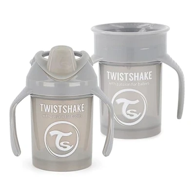 Image de Twistshake Set De 2 Gobelets Pour Bébé 1x Gobelet 360 + Mini Étanches Sans BPA D&#039;apprentissage Enfants Gris