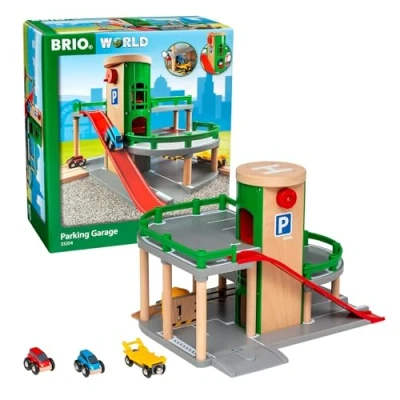 Image de Brio World 33204 Garage Rail / Route Accessoire pour circuit de train en bois 3 niveaux Véhicules inclus Action jeu sans pile Jouet garçons et filles dès ans