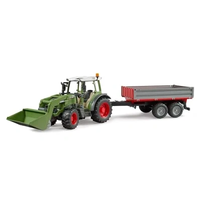 Image de Bruder Fendt Vario 211 met voorlader en kiep trailer