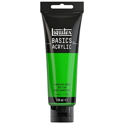Image de Liquitex 8870069 Basics peinture acrylique, artistique monopigmentée, résistante à la lumière, qualité archive, finition satinée, tube de 118 ml Vert Fluorescent