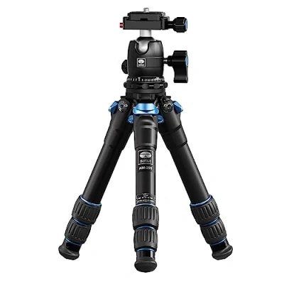 Image de Sirui Travel Camera Mini Trépied AM203 avec Rotule Panoramique 360 B00K, Portable Compact en Aluminium, Charge Jusqu&#039;à 15 kg, Hauteur de Pliage 29 cm (AM203 + Noir)