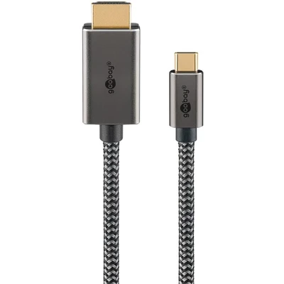 Image de Goobay 75701 câble vidéo et adaptateur 3 m USB Type C HDMI A (Standard) Noir, Argent Neuf