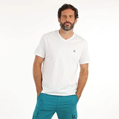 Image de OXBOW P0TIVE Tee Shirt Manches Courtes col V uni Blanc