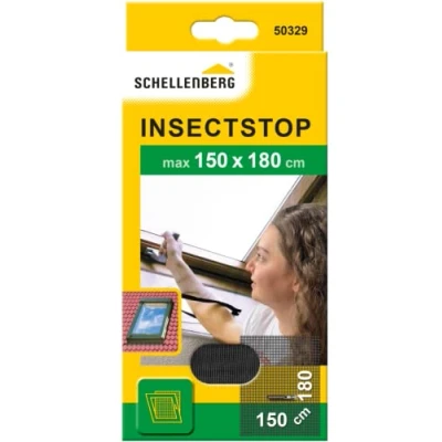 Image de Schellenberg 50329 Moustiquaire fenêtre de toit avec fermeture éclair, recoupable, ruban auto aggripant et cutter, 150 x 180 cm, Anthracite