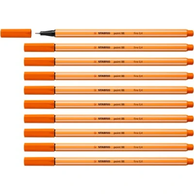 Image de Stylo feutre pointe fine STABILO point 88 Lot x 10 stylos Orange Foncé (88/30)