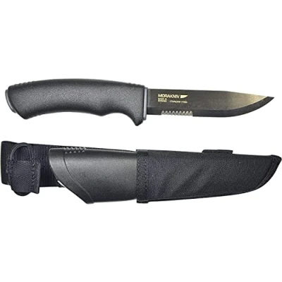 Image de MORAKNIV Bushcraft SRT Couteau Fixe Mixte Adulte, Manche Caoutchouc Noir, Taille Unique