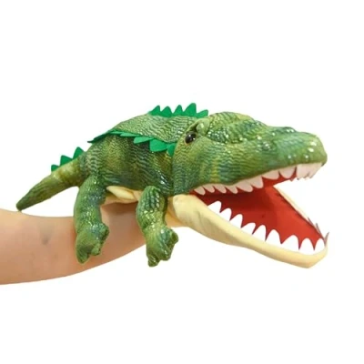 Image de Lilizzhoumax Jouets en Peluche Crocodile Marionnette à Main Simulation Jouet Poupée Réaliste Jeu de rôle Mignon éducatifs interactifs pour Enfants Animaux