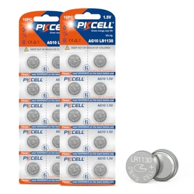 Image de LR1130 AG10 Piles Bouton alcaline pour Livres musicaux ou sonores,Montre,Jouets,Longue durée,Lot de 20,PKCELL