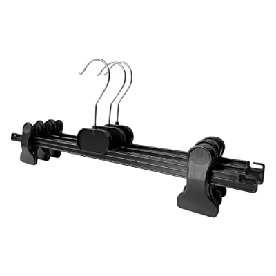Image de Lot de 20 cintres en plastique 40 cm Pinces caoutchoutées antidérapantes et réglables Crochet rotatif à 360 Peu encombrant