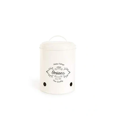 Image de Excelsa Fin Quality Pot Conservation d&#039;oignons, métal, crème, diamètre 13,5 cm