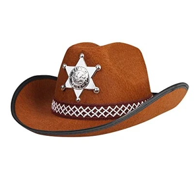 Image de Boland Chapeau Enfant Shérif Junior, étoile argentée, Cordon de Chapeau, Cow Boy, Carnaval, déguisement, Halloween, fête à thème, théâtre