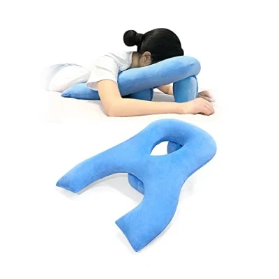 Image de Mybow Oreiller Face vers Le Bas pour Dormir après Une Chirurgie oculaire, positionnement de la tête Massage, Sieste, Bronzage, avec Trou Visage, lit Beignet