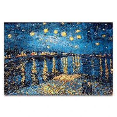 Image de Five Seller Célèbre Artiste Van Gogh Peinture à l&#039;huile Ciel étoilé Iris Fleur Lever du Soleil Paysage Toile Peintures Imprimer Affiche Art Photo Décoration Murale (1,30_x_45_cm(sans Chassis))