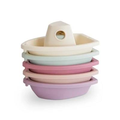 Image de Mushie Jouets de Bain bébé 5 Bateaux douchette Jouet Qui nage en Plastique PP pour Le Plaisir du dans la Baignoire Fabriqué au Danemark (Petal)