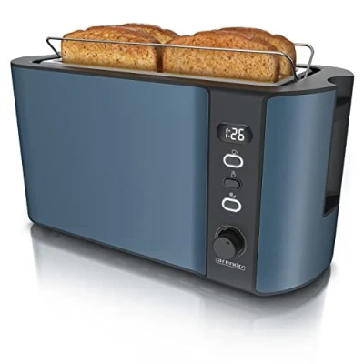 Image de Arendo Grille Pain 2 Larges Fentes 4 tranches écran Digital, Automatique 3en1 1500W 6 Niveaux réglables décongélation réchauffe viennoiseries Plateau à miettes, Toaster Bleu Admiral
