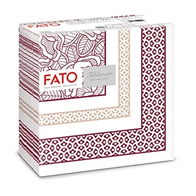 Image de Fato, serviettes en papier, airlaid, effet textile, paquet de 50 serviettes, format 40x40 pliées 4, Garnet Red Bouquet Pattern