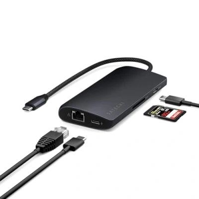 Image de Adaptateur Multiports avec 4 Ports USB C vers Ethernet V3 Noir Neuf