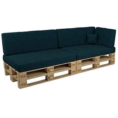 Image de Coussins pour palettes POKAR Set de 6 pièces Vert Foncé Intérieur/Extérieur