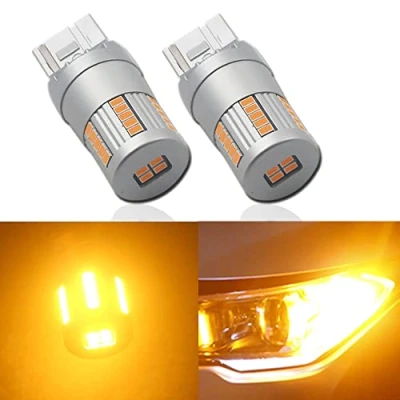 Image de Eseastar Lot de 2 ampoules LED T20 WY21W 7440 Ambre Résistance intégrée anti clignotants hyper Puce 34LED SMD3020 Clignotant extrêmement lumineux