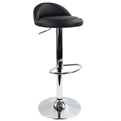 Image de KKTONER Tabouret Haut de Bar Rotatif réglable en Hauteur Cuir synthétique Noir