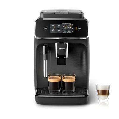Image de Philips Série 2200 Machine Expresso Café à Grain Mousseur Lait Classique, Écran Tactile Intuitif, Noir Mat (EP2220/10)