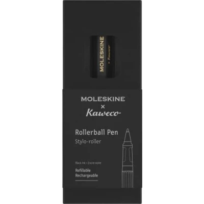 Image de Moleskine x Kaweco Stylo Roller Rechargeable en Plastique ABS pour Écrivains, Preneurs de Notes, Recharge 0,7 mm avec Encre Noire Incluse, Couleur Noir
