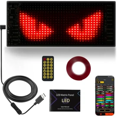 Image de Looklight yeux de voiture LED, pour voiture, affichage LED programmable, panneau néon personnalisé, éclairage intérieur Bluetooth USB camion, texte, graffiti, application