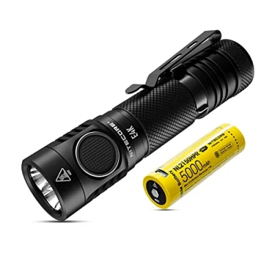 Image de Nitecore E4K Lampe Torche LED Ultra Puissante 4400 Lumens Lumière Blanche De Poche Étanche IP68 ([ Batterie Li Ion 21700 USB C Rechargeable Inclus ])