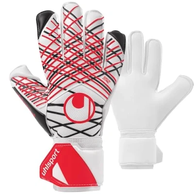 Image de uhlsport Gants de Gardien But Football Classic Absolutgrip pour Enfants et Hommes, But, avec Fixation au Poignet Blanc/Noir/Rouge