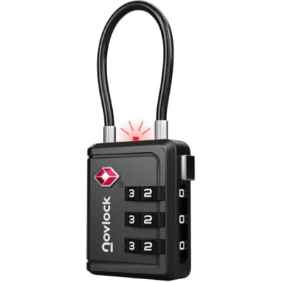 Image de Cadenas TSA avec Indicateur d’Ouverture pour Valise, Bagage Cabine, Sac à Dos Accepté les Voyages en Avion Lot de 1, Noir