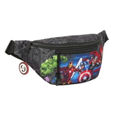 Image de Safta Avengers Vendetta Sac Banane avec Poche extérieure, idéal pour Jeunes et Enfants de différents âges, Confortable Polyvalent, qualité résistance, 23 x 9 12 cm, Noir, M, Décontracté
