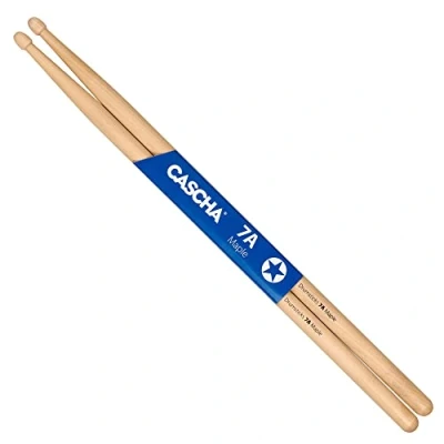 Image de CASCHA Maple 7A Baguettes de batterie Idéal pour jupe douce bâtons avancés 1 paire en bois Accessoires d&#039;érable HH 2362 Naturel