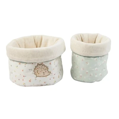 Image de Nattou Set de 2 Paniers Rangement en coton et velours, hérisson Zoë, Ensemble 2, Ø 20 cm, Mila, Zoë Lana, vert clair