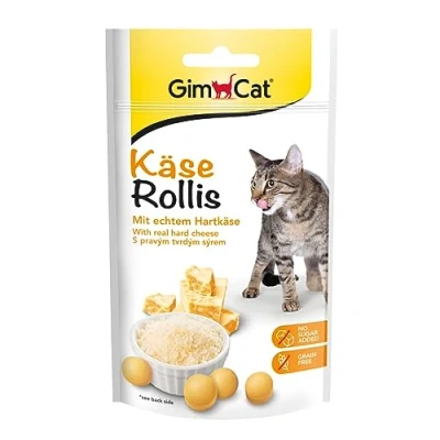 Image de GimCat Rollis, friandises au fromage Snack pour chats sans céréales et riche en vitamines véritable à pâte dure Lot de 8 (8 40 g)