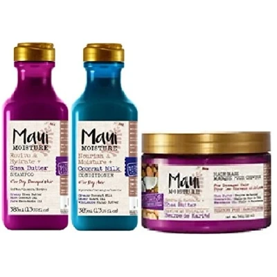 Image de Maui Moisture Revive &amp; hydrate Lot de 3 shampoings au beurre karité, nourrit et lait coco 385 ml masque capillaire karité 340 g
