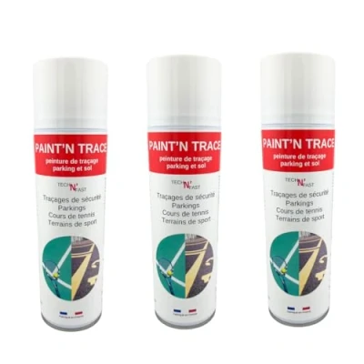 Image de Tech&#039;N&#039;Fast PAINT&#039;N TRACE : peinture de traçage lignes parkings, terrains sport et marquage sécurité Lot 3 bombes rouge 500ml (rouge)