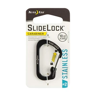 Image de Nite Ize CSL2 01 R6 Serrure à glissière en acier inoxydable, noir, taille 2