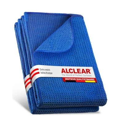 Image de ALCLEAR miracle sec en microfibre pour l’entretien de la voiture, peinture automobile, moto, cuisine et l’usage domestique. Chiffon doux sec, lot 2, 60x40 cm, bleu