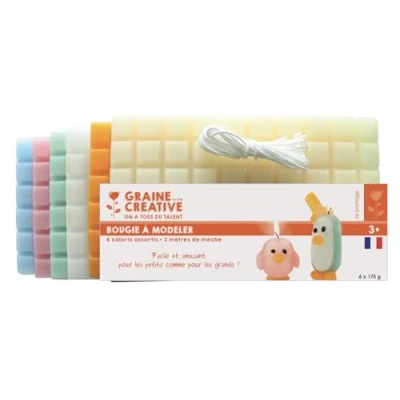 Image de GRAINE CREATIVE 138100 Bougie à Modeler Cire Multicolore 21 x 6,5 12 cm