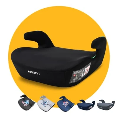 Image de Osann Siège auto Boost 135 150 cm, noir, rehausseur ergonomique, avec ceinture à 3 points, housse amovible et lavable, guide de optimal pour un confort sûr, idéal les petits aventuriers