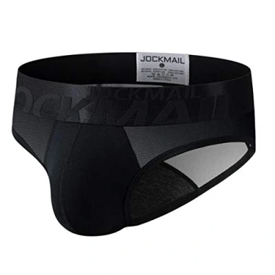 Image de JOCKMAIL Sous vêtements en maille coton doux Taille basse Pour homme Noir Large