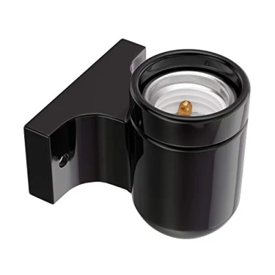 Image de ledscom.de Applique FEL, porcelaine, noir brillant, carrée, 1x E27 max. 300W, accents lumineux, éclairage intérieur, moderne, polyvalent, installation de lampes, lumière d&#039;ambiance
