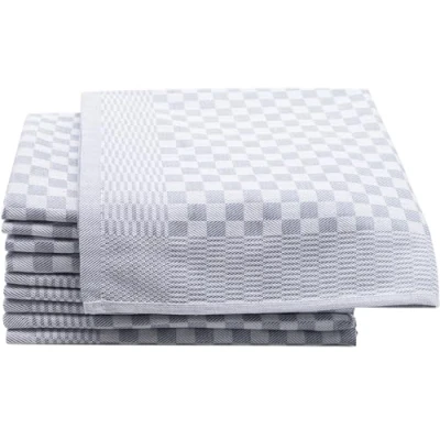 Image de ZOLLNER Lot de 10 torchons en Coton 46x70 cm Super absorbants et Robustes lavables jusqu&#039;à 60C à Carreaux Gris qualité gastronomique certifiés Oeko Tex®